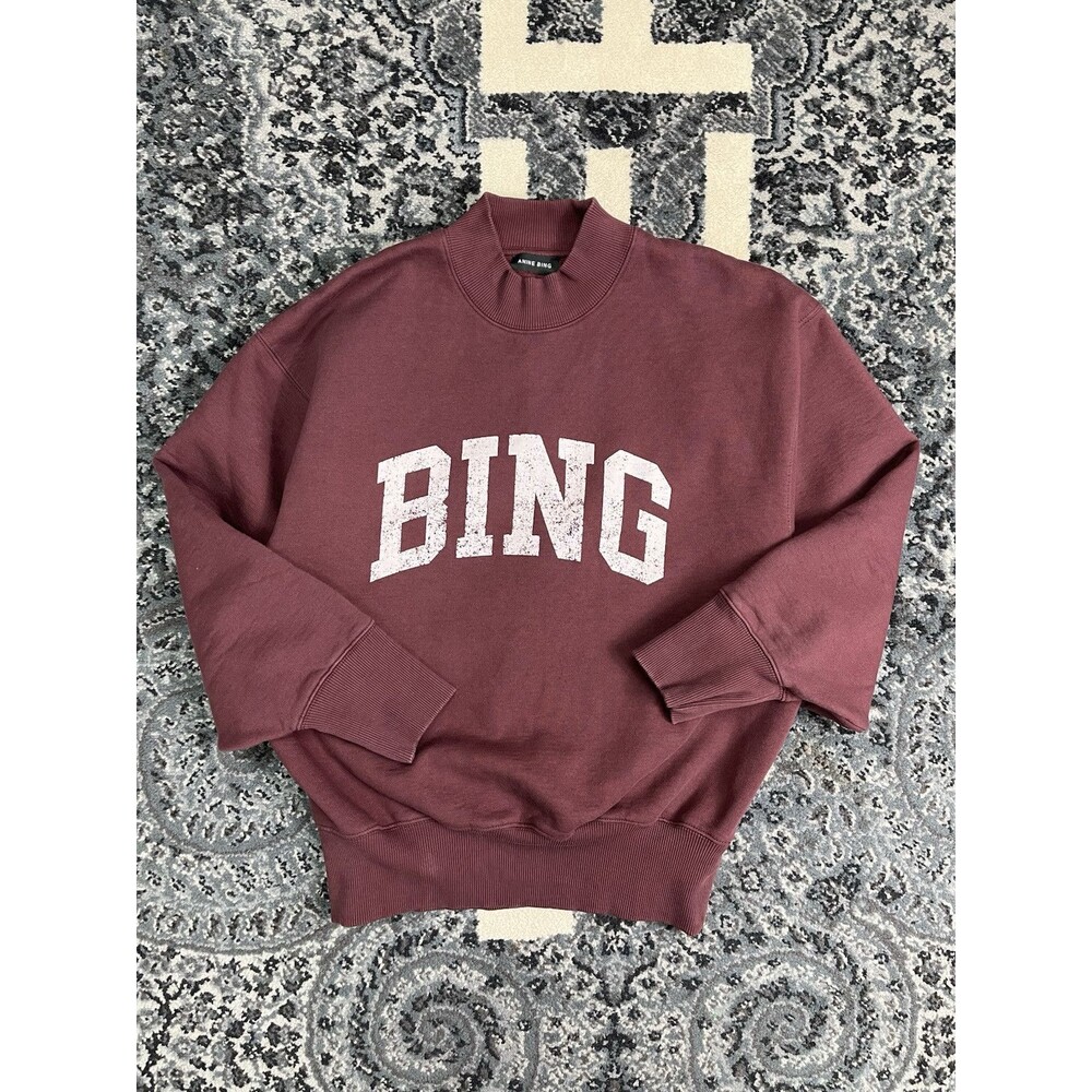 ANNA BING Bradie sweatshirt Size XS BURGANDY MADE IN TURKEY